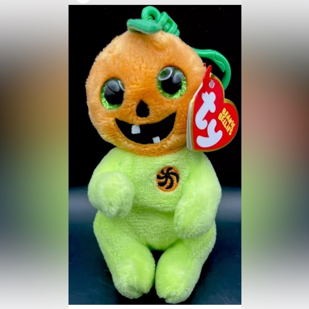 Ty Beanie Bellies Halloween Pumkin HOLLOW Bag Key Clip On Mini Plush !